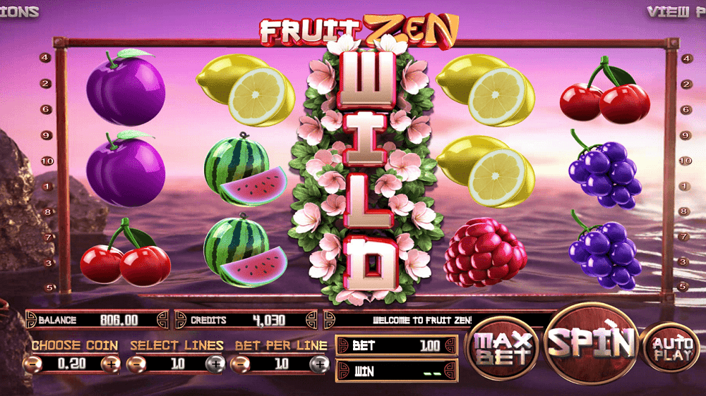 Fruit Zen slot interfejs