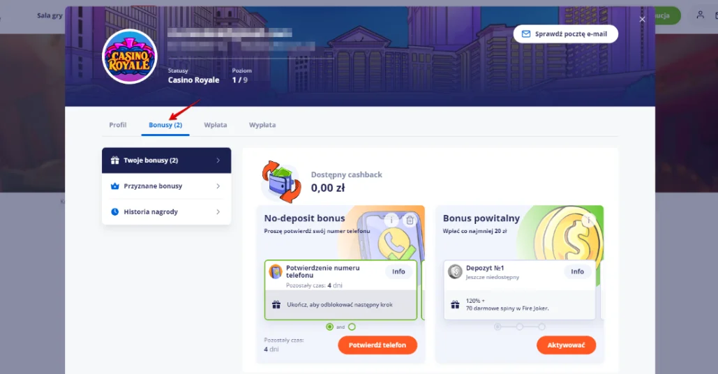 Vulkan Vegas bonus za rejestrację krok 5