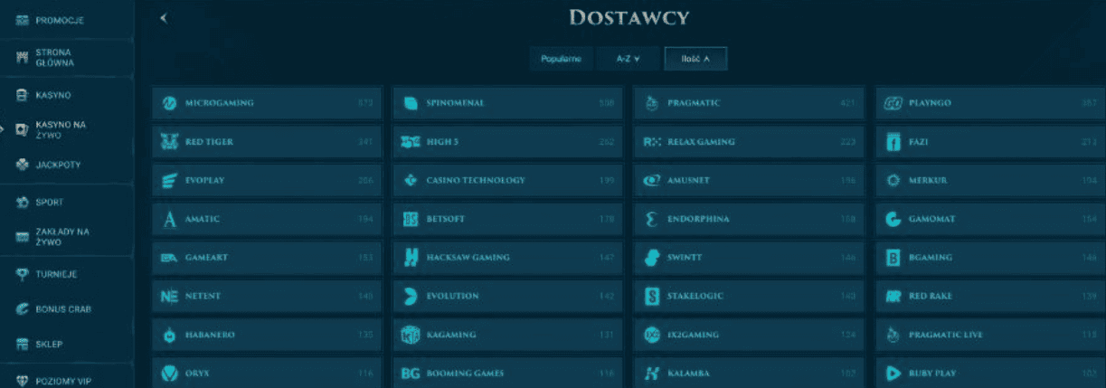 Slotuna casino dostawcy