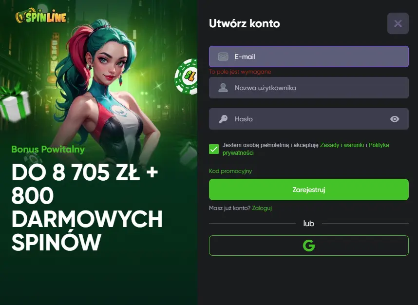 Spinline rejestracja