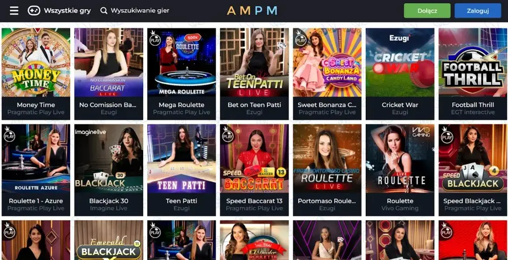 ampm kasyno kategorie gier na żywo
