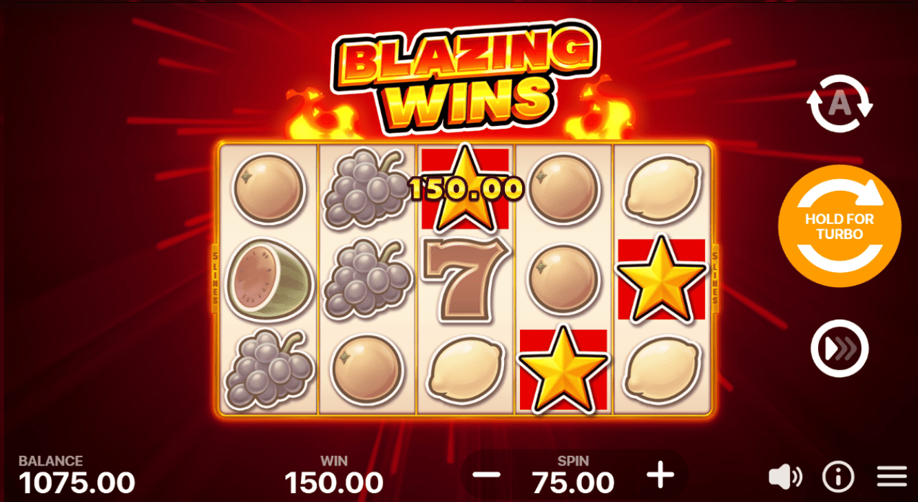 blazing wins 5 lines slot