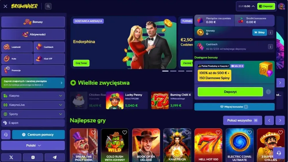 browinner casino więcej bonusów
