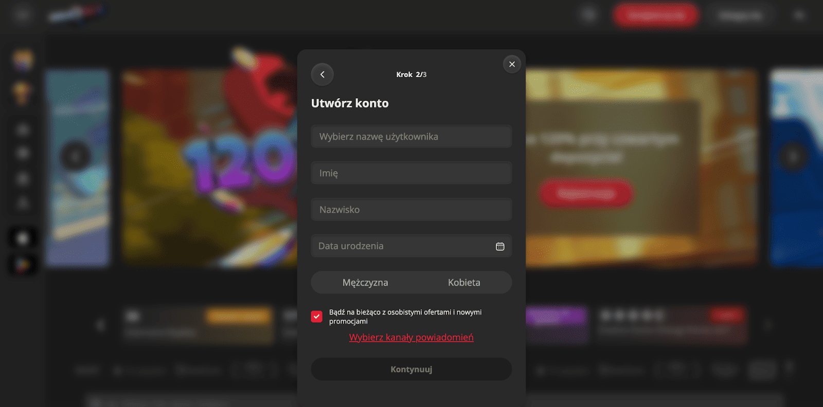 bruce bet rejestracja konta krok 2