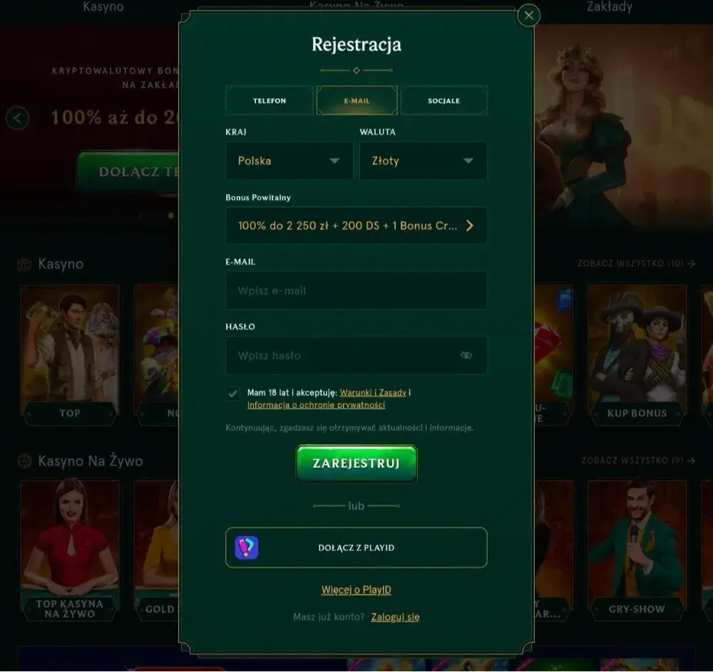 casinia casino rejestracja
