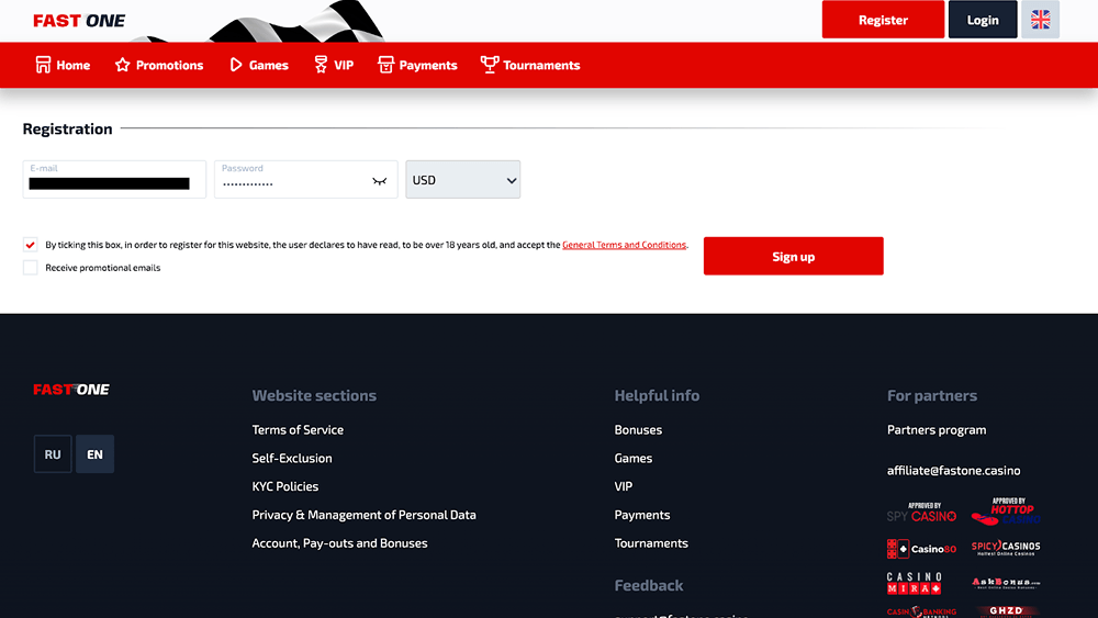 f1 casino zaloz konto i uzupelnij dane