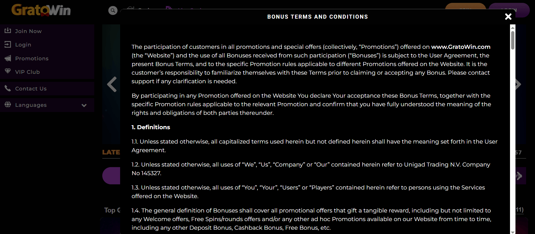 gratowin general terms