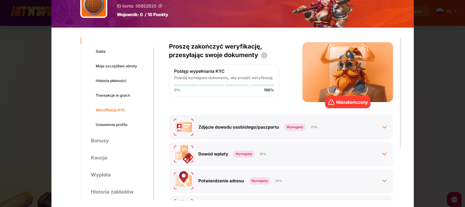 hitnspin casino bonus krok 5