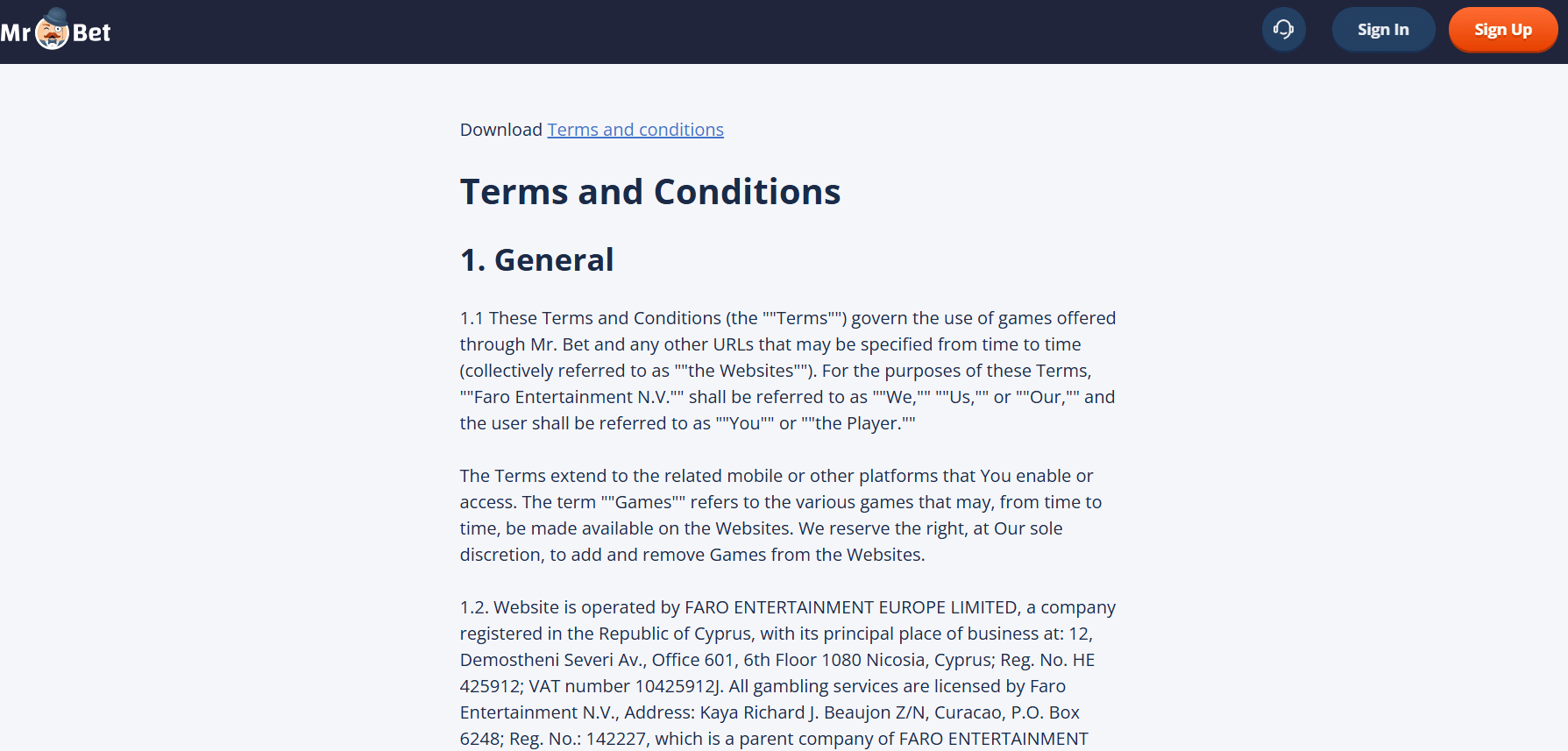 mr bet casino terms-conditions