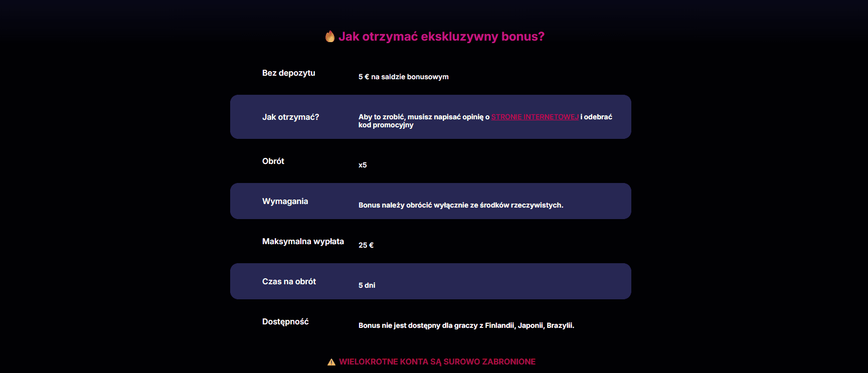 nv casino bonus bez depozytu 5 euro