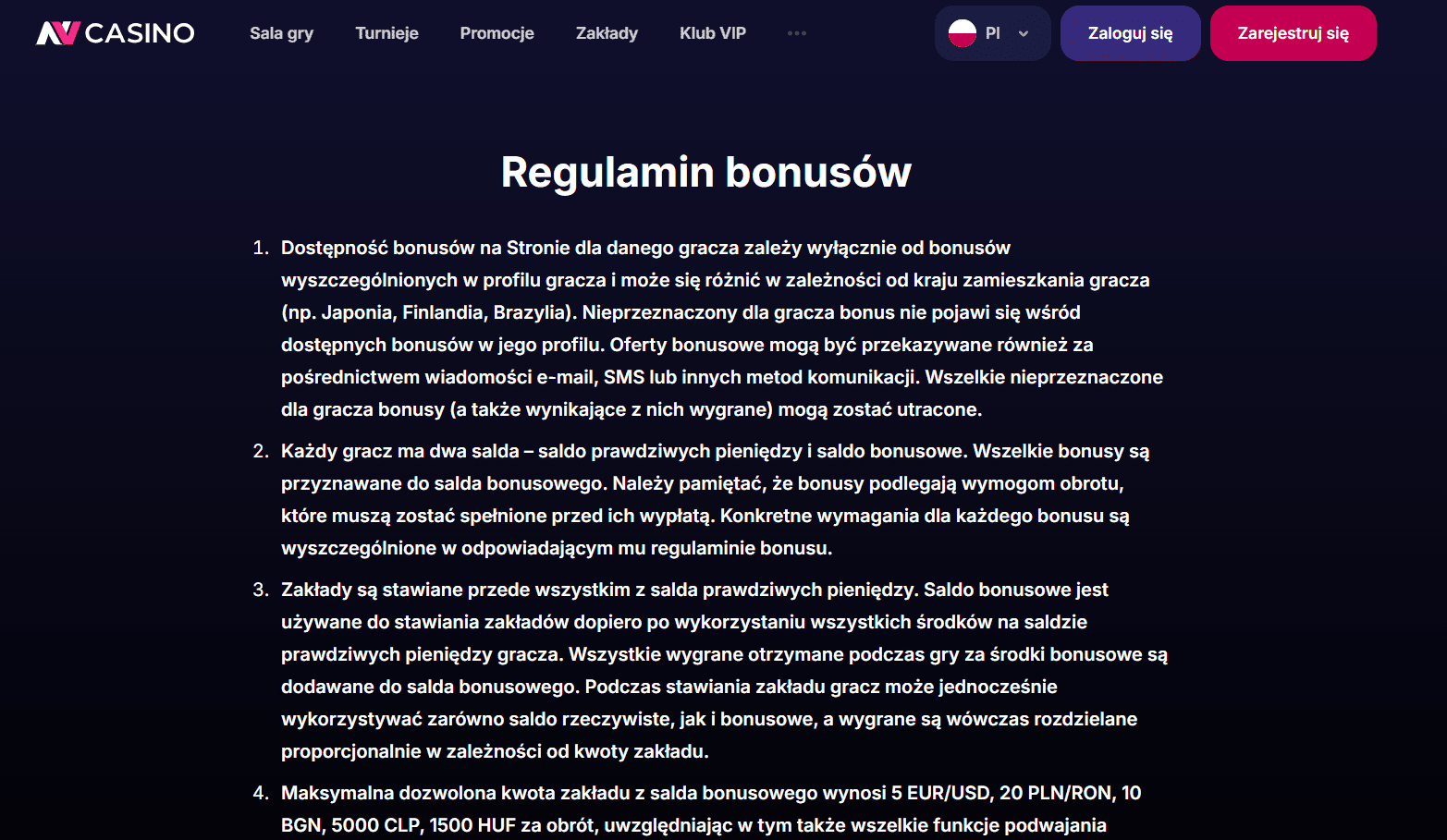 nv casino bonus terms