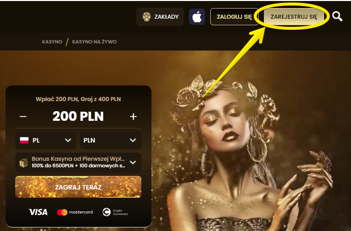 Goldspin rejestracja krok 1