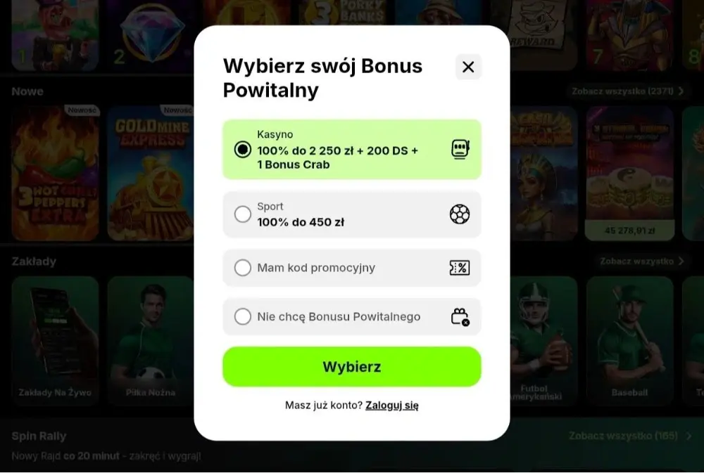 spinit casino bonus powitalny