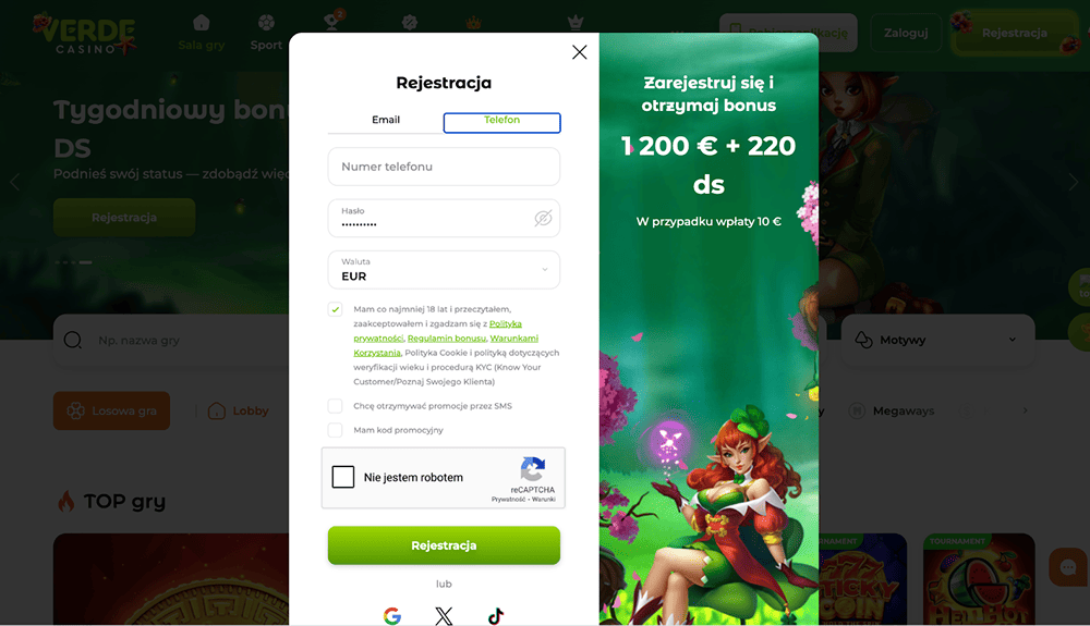verde casino rejestracja