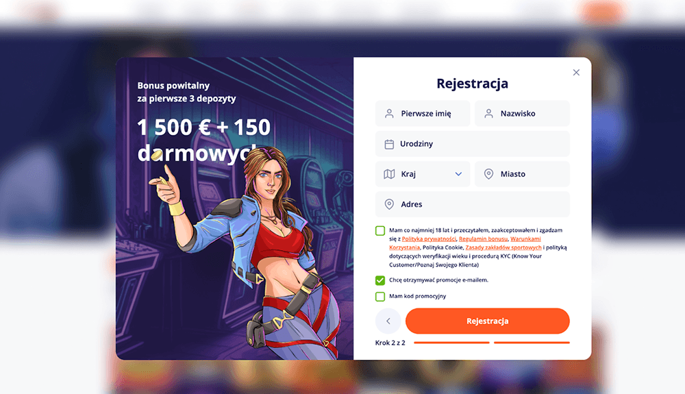 vulkan vegas wypelnienie danych osobowych