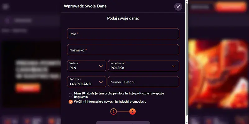 wypelnienie danych osobowych fireball casino